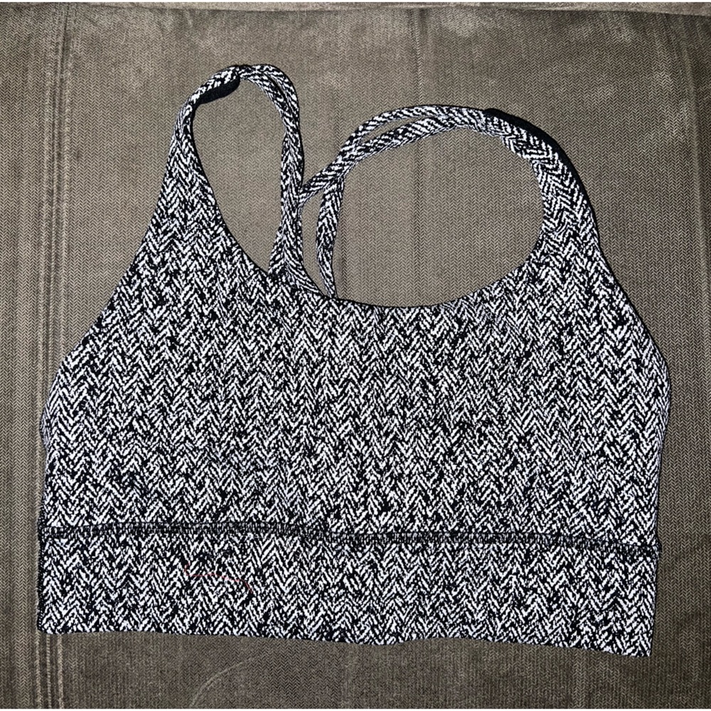 lululemon longline energy bra (b-d), giant herringbone black/white